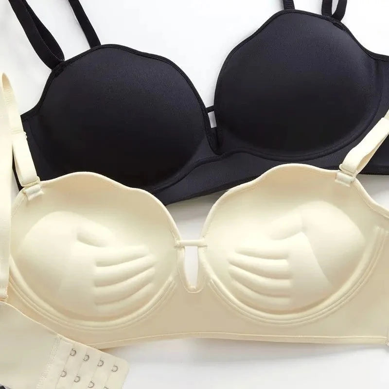 10cm Push Up Strapless Bra Extreme Lift for Small Bust Anti-Slip Silicone Grip Seamless Invisible Design Adhesive Free Plunge