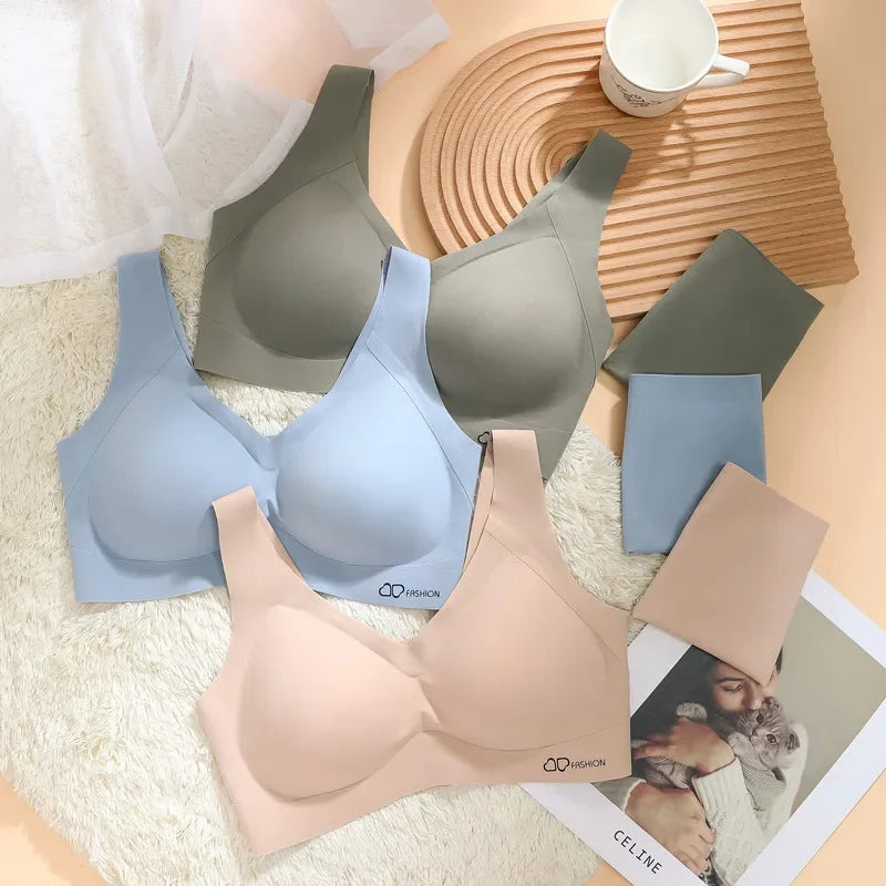 A /B / C Fixed Cup Seamless Oversized Bra Thin Push Up Women Underwear
