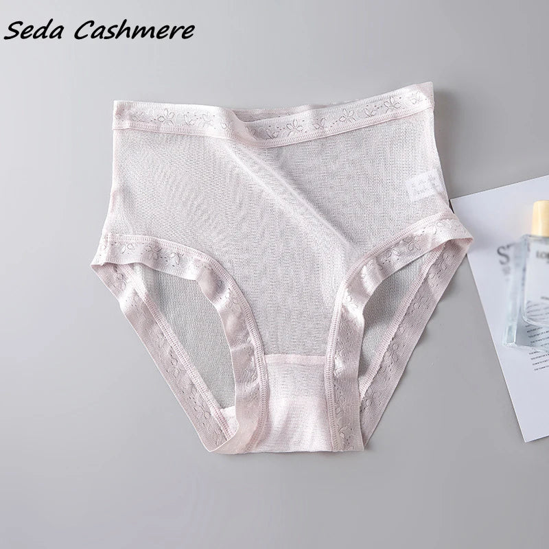 High-grade 100% mesh silk women's briefs Summer Autumn Double bottom breathable, mulberry silk underwear