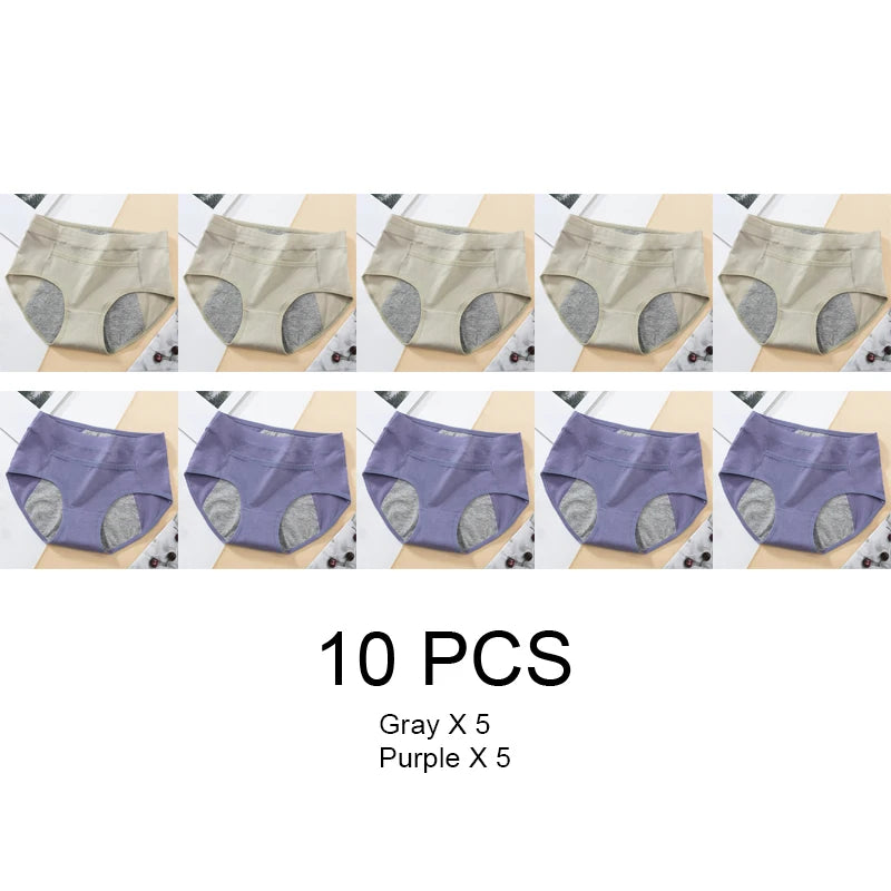 10PCS Cotton Menstrual Panties for Urinary Incontinence Woman Underpants Women Briefs Women's Underwear Leak Proof Period Anti