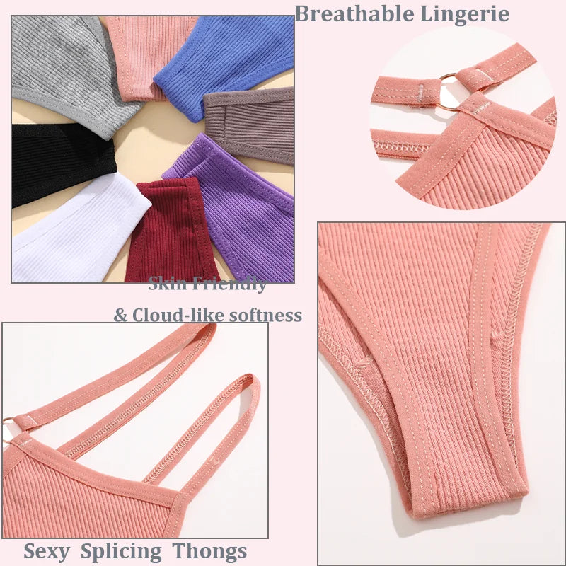 Women Cotton Low Waist Sexy Secret G-string Underwear Hollow Out Elasticity Panties Thong Seamless Brief Breathable Lingerie