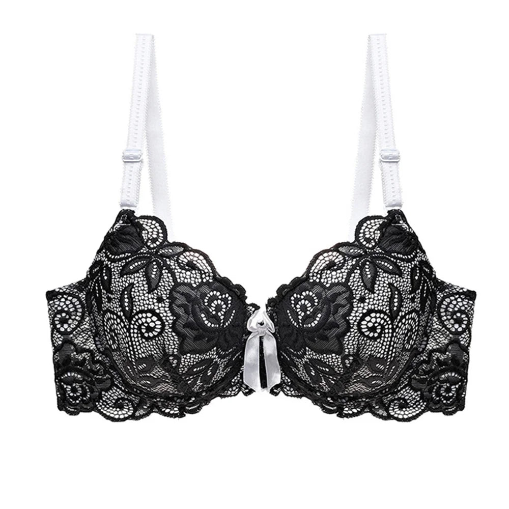 BCHRAYIUP Women's Sexy Lace Underwire Bra Lightly Padded Plunge Push up Cup Everyday Bra 34 36 38 40 42 44 A B C