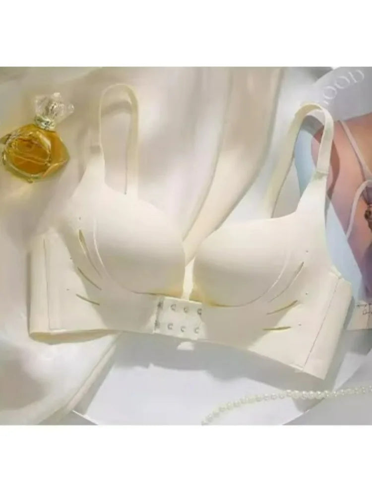 Front Closure Push Up Bra Small Chest, Winter Plunge Lift Up, Side Support Minimizer, Massage Palm Cup, T-Shirt Underwire