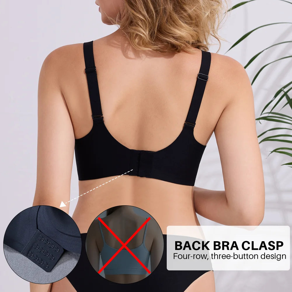 Women's Seamless Bras Ladies Thin Style Soft Removeable Pads Bra Wireless Underwear Comfortable Lingerie 3 Rows Adjustable Strap