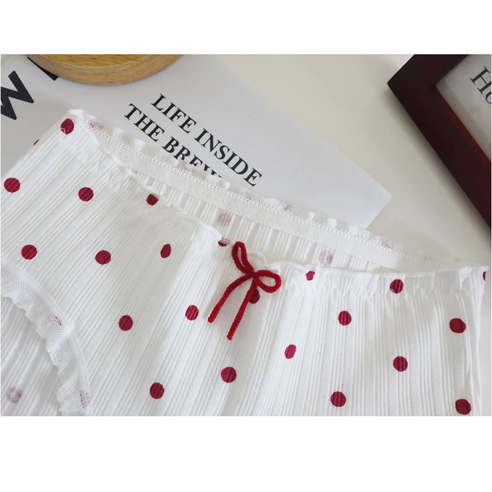 3pcs Cotton Women's Panties Sweet Cute Printed Student Mid-Waist Underwear Fashionable Breathable Girls Daily Briefs