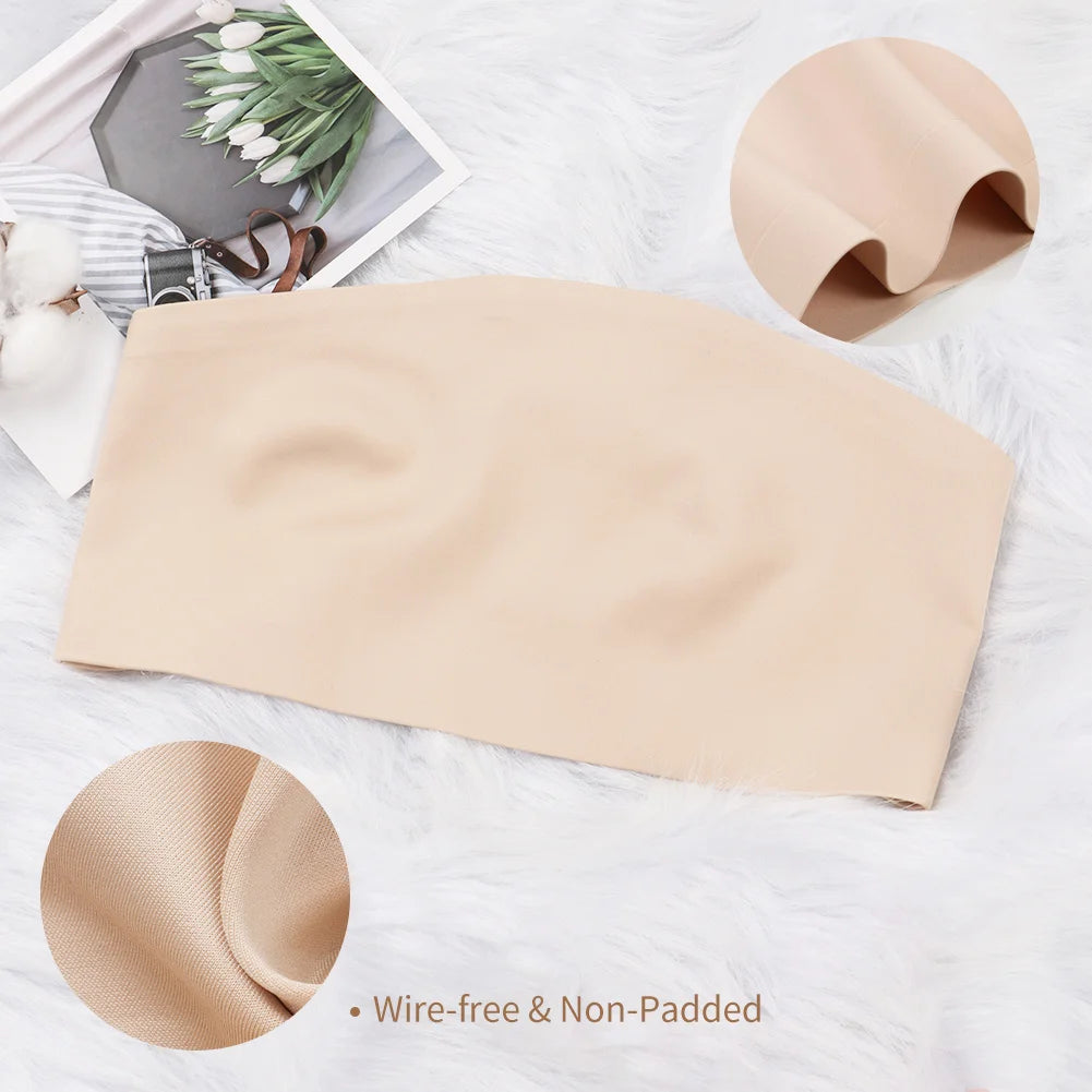 Sexy Seamless Strapless Tube Top Bra Women's Half Cup Ultra Thin Silicone Non-slip Underwear Off-the-shoulder Dress Lingerie