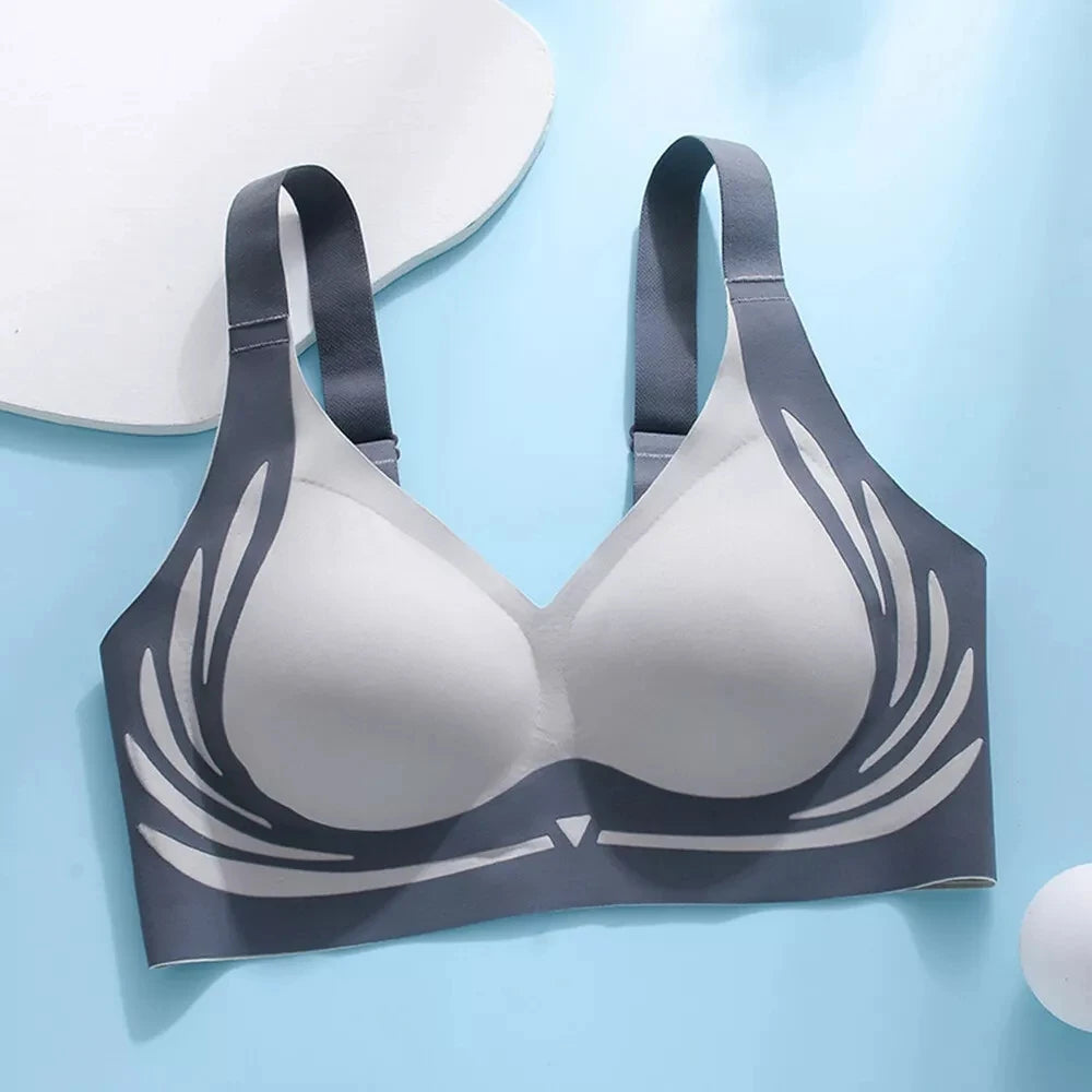 Seamless Ladies Underwear V-neck No Steel Ring Small Chest Gathered Adjustable Comfortable Thin Top Bra Breathable Gathered