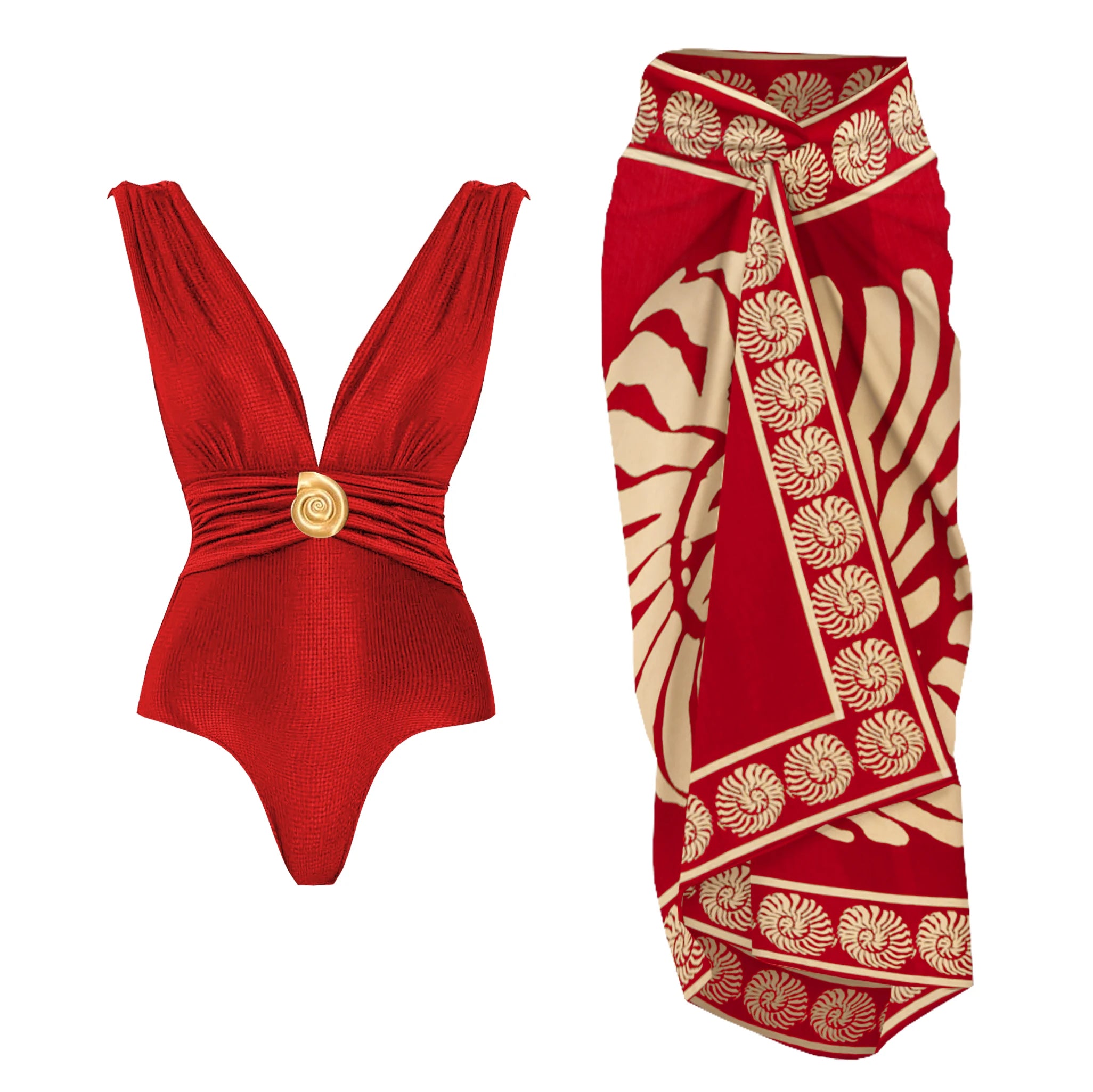 2Pcs Deep V One Piece Swimsuit Sexy Women Swimwear 2025 Shiny Star Bikini High Waist Biquini Female Swim Suit Bodysuit Beachwear