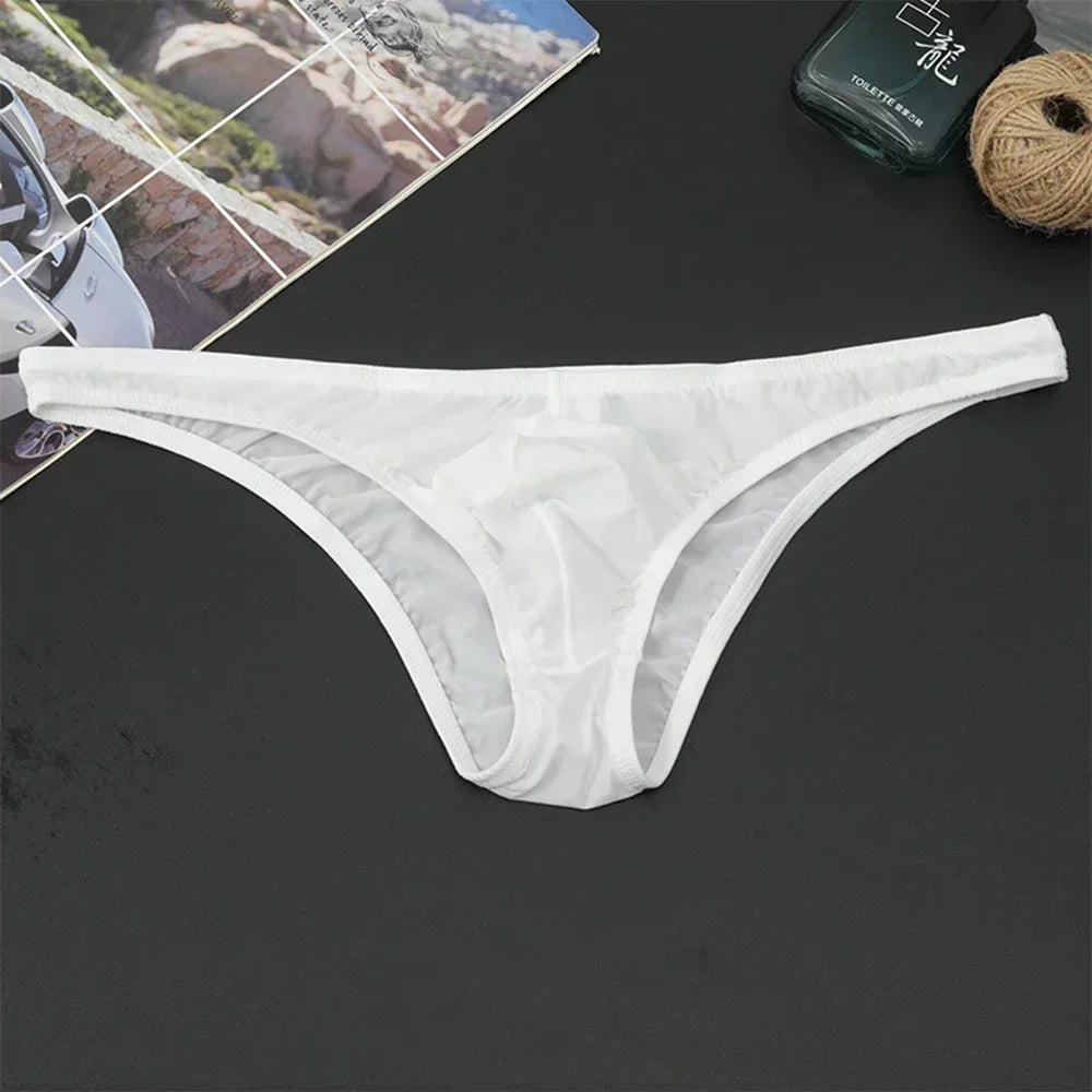 Men's Sexy Breifs Confortable Ice Silk Briefs Ultra-thin Transparent Breathable Underwear Low Waist Underpants Fashion Briefs