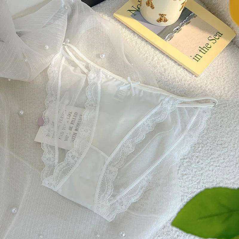 \Women Sexy Lace Mesh Transparent Satin Thin Adjustable Belts Underwear Cute Seamless Breathable Quick Drying Panties Breifs