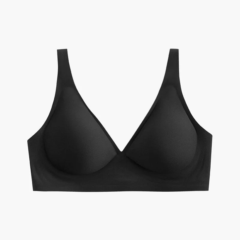 Women's Deep V Bras Wire-free Comfortable Bra Seamless Jelly Shirt T-shirt Gathering Brassiere Low-cut Seamless Underwear