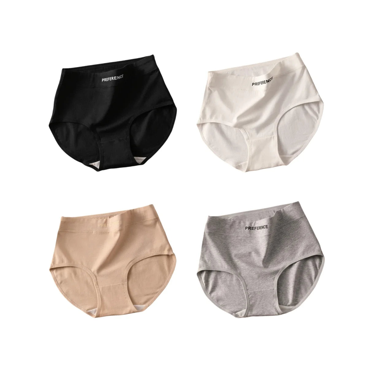 4Pcs/Set Women's High-Waist Cotton Briefs Tummy Control Panties Soft & Breathable Underwear Plus Size Comfort Lingerie M-XXL