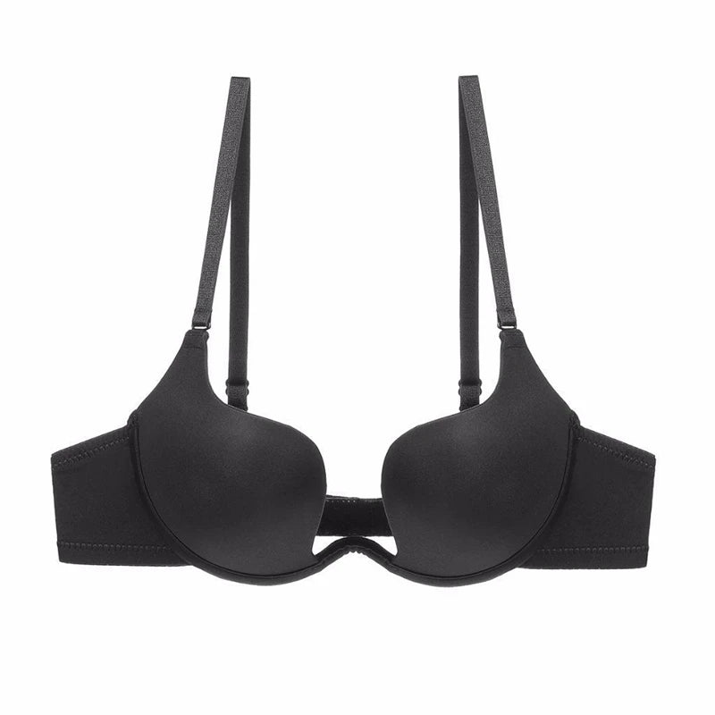 Women Invisible Bra Deep U Plunge Bras Backless Top for Dresses Sexy Lingerie with Transparent Strap Push Up Strapless Underwear