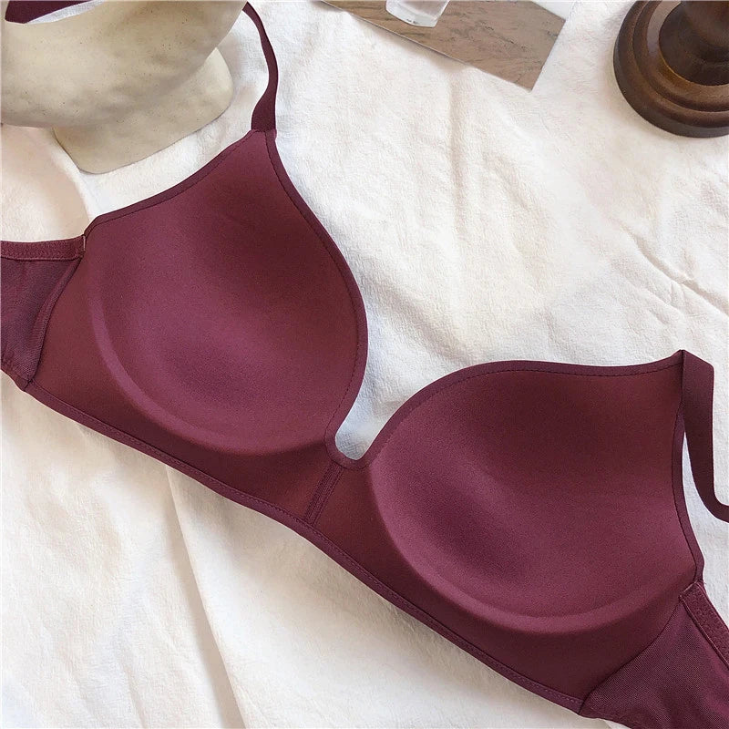 Ultra Thin Sexy Ice Silk Wireless Bra For Women Sexy Gather Underwear Push Up Simple Lingerie Seamless Brassiere Bralettle