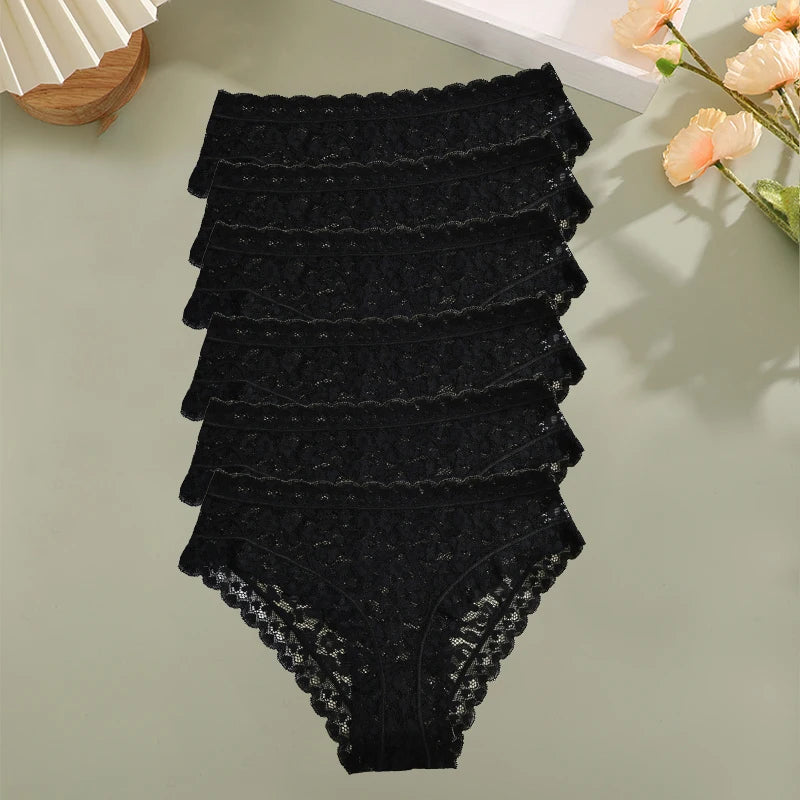 6PCS/Set Women Sexy Lace Panties Low Waist Briefs Hollow Out Comfortable Breathable Lingerie Floral Embroidery Ladies Underpants