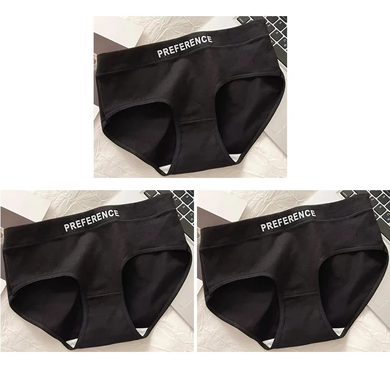 3pcs Women's Seamless Pure Cotton Panties Fashionable Breathable Underwear Female Large Size Sexy Soft Daily Breifs