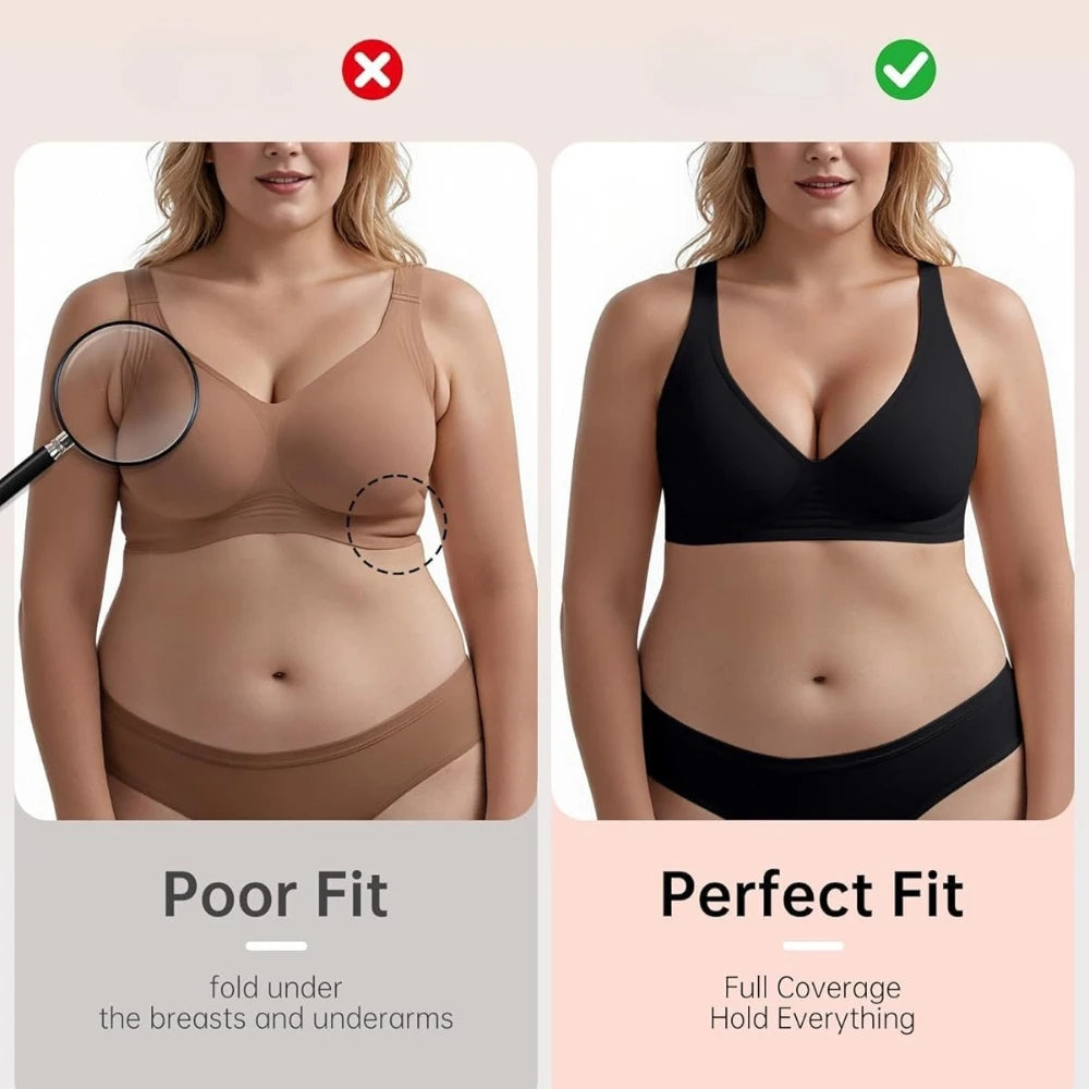 Women's Deep V Bras Wire-free Comfortable Bra Seamless Jelly Shirt T-shirt Gathering Brassiere Low-cut Seamless Underwear