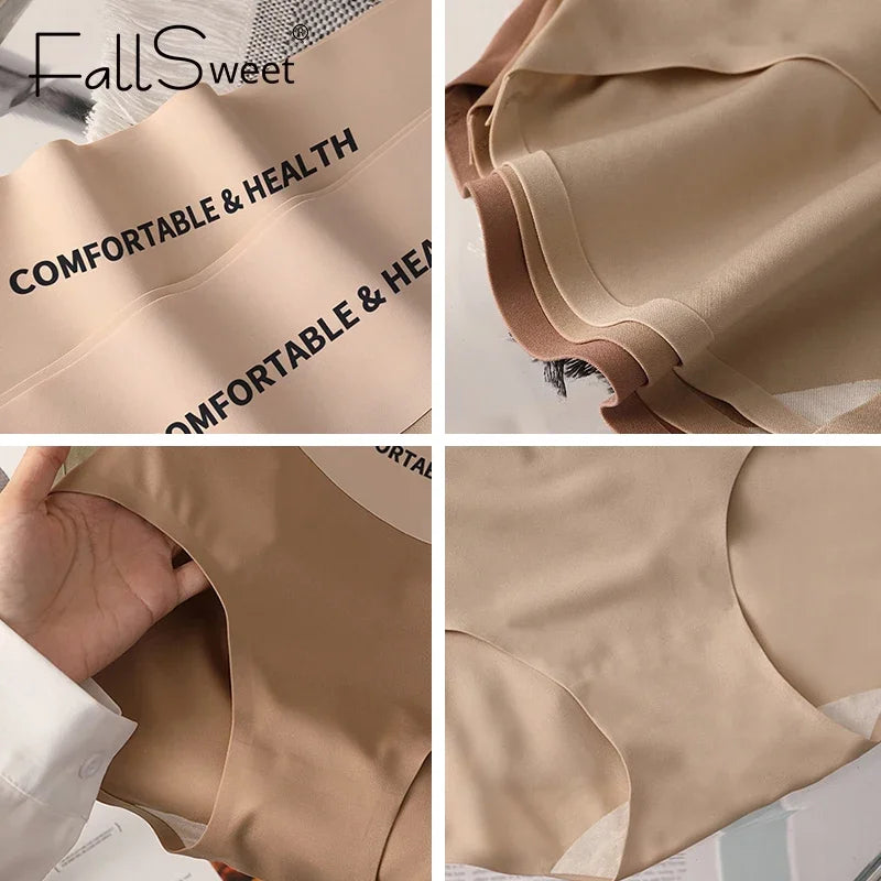 FallSweet 4PCS High Quality Women's Cotton Panties Seamless Briefs Plus Size Woman Lingerie Sexy Female Invisible Underwear M-XL