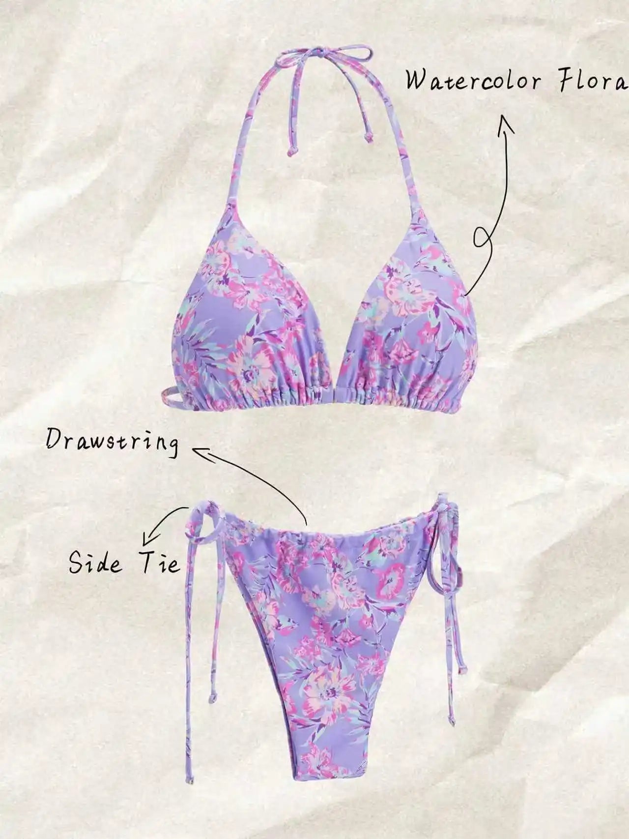 New Style Printed Fresh and Sexy Fashionable Women's Two-Piece Strappy Bikini Swimsuit