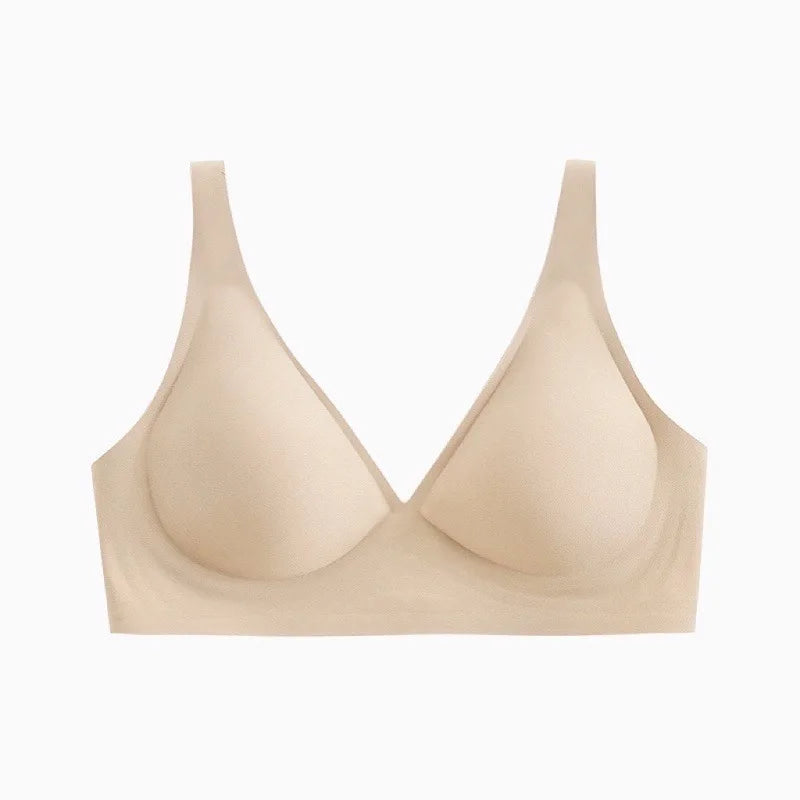 Women's Deep V Bras Wire-free Comfortable Bra Seamless Jelly Shirt T-shirt Gathering Brassiere Low-cut Seamless Underwear