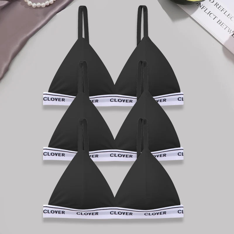 3PCS Cotton Bras Women Padded Triangle Cup Bras Female Comfortable Wireless Underwear Breathable Soft Intimates Lingerie Bras