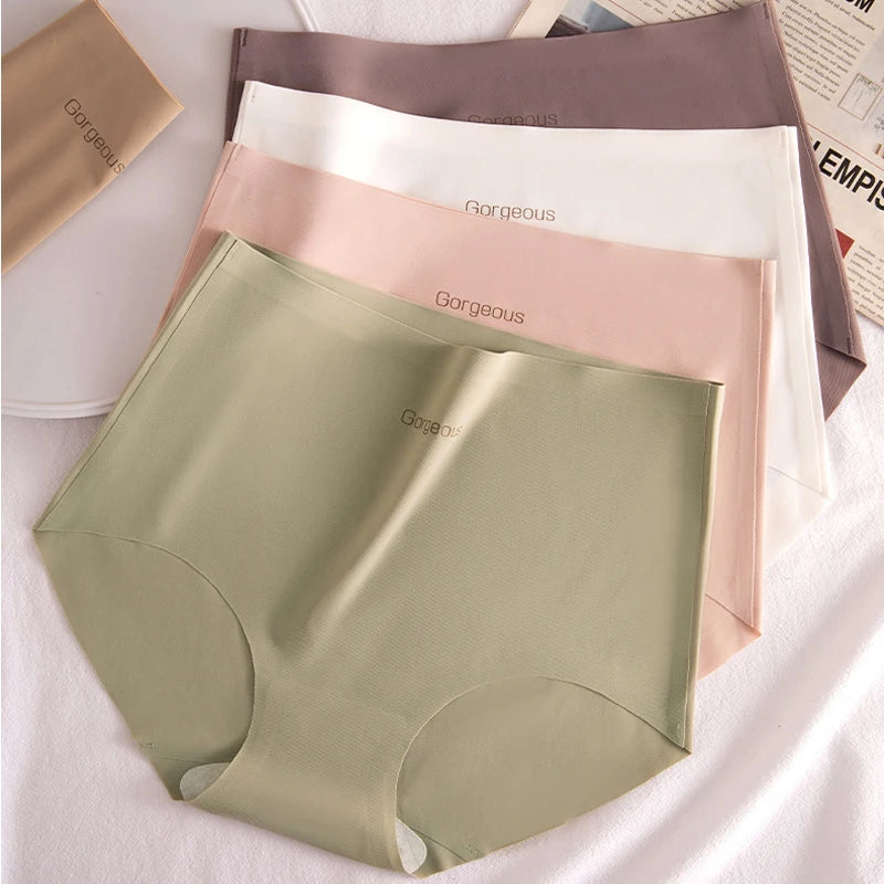 3pcs Women Thin Seamless Panties Girl Ice Silk High Waist Underwear Yoga Sport Brief Breathable Comfort Hip Lift Panty Underpant
