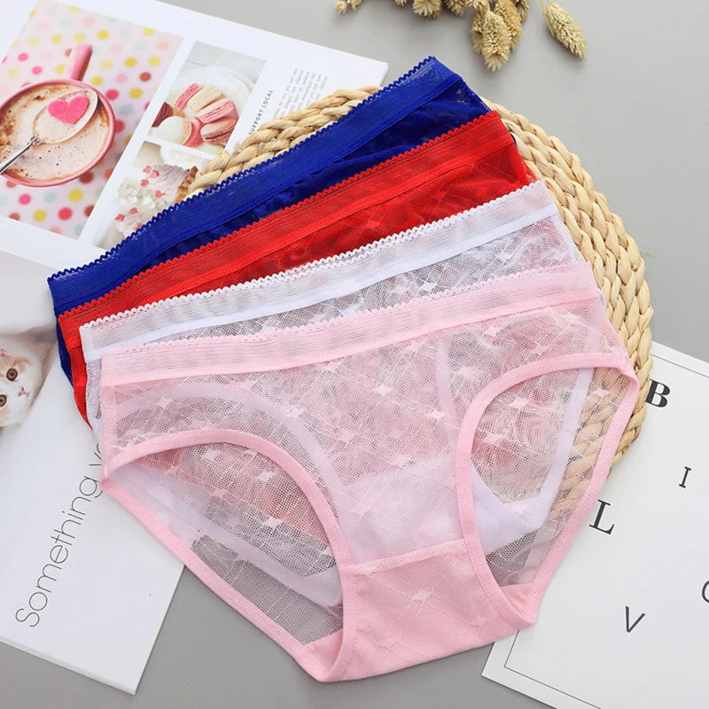 Women's panties Low-Rise Lace Hollow out Mesh Briefs Transparent Sexy Panties Girls Intimate Lingerie Underwear Women's panties