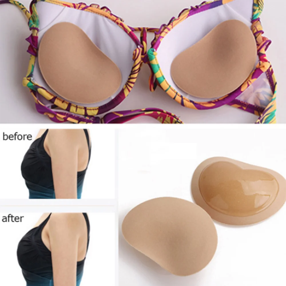 1Pair Chest Push Up Sticky Bra Thicker Sponge Bra Pad Breast Lift Up Enhancer Silicone Removeable Inserts Swimsuit Invisible Bra