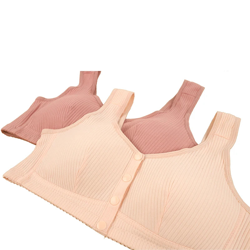 Confortable Bra Cotton Women Wire Free Bras Front Closure Underwear Female Everyday Lingerie Large Bust 52BC