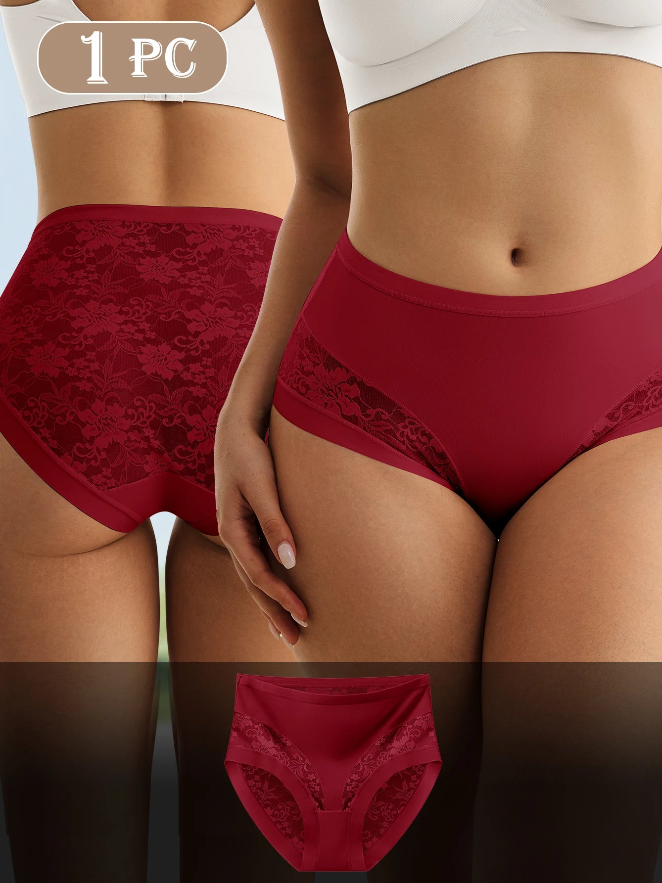 Women’s Lace Panties - Elegant Mesh Patchwork Design, Soft, Breathable, Comfortable for Date Nights & Everyday Wear