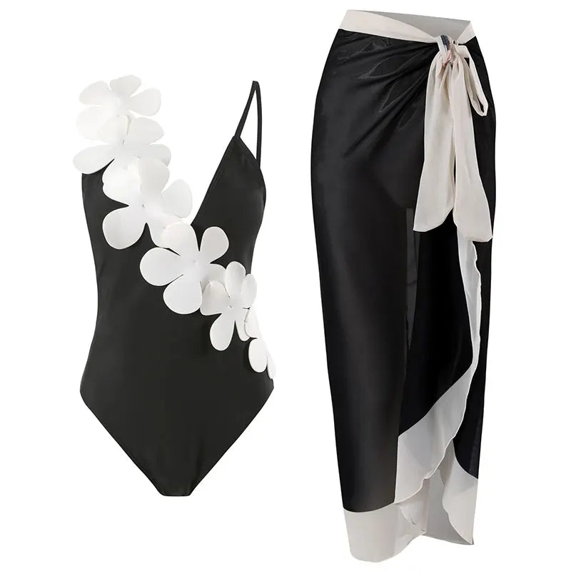 2023 Sexy Fashion One Piece Swimsuit Solid 3D Flower Summer Women Swimwear Beachwear Summer Luxury Monokini Bathing Suit