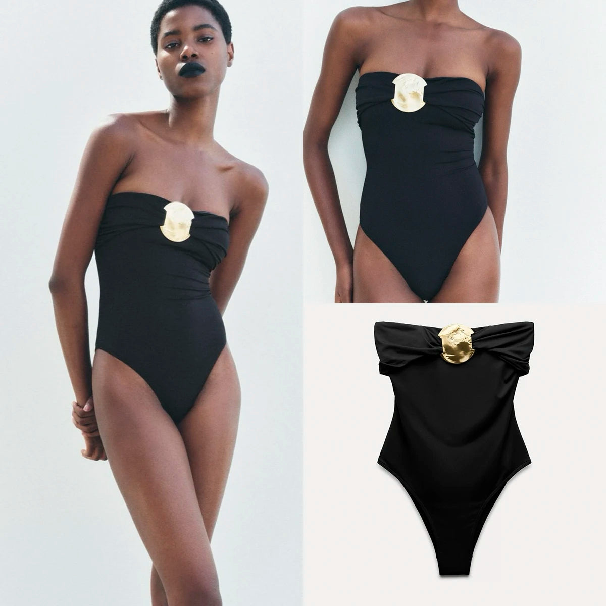 Sexy Women One Piece Swimsuit Female Swimwear 2024 Bandeau Monokini Swimming Suit Beachwear High Waist Bathing Suit
