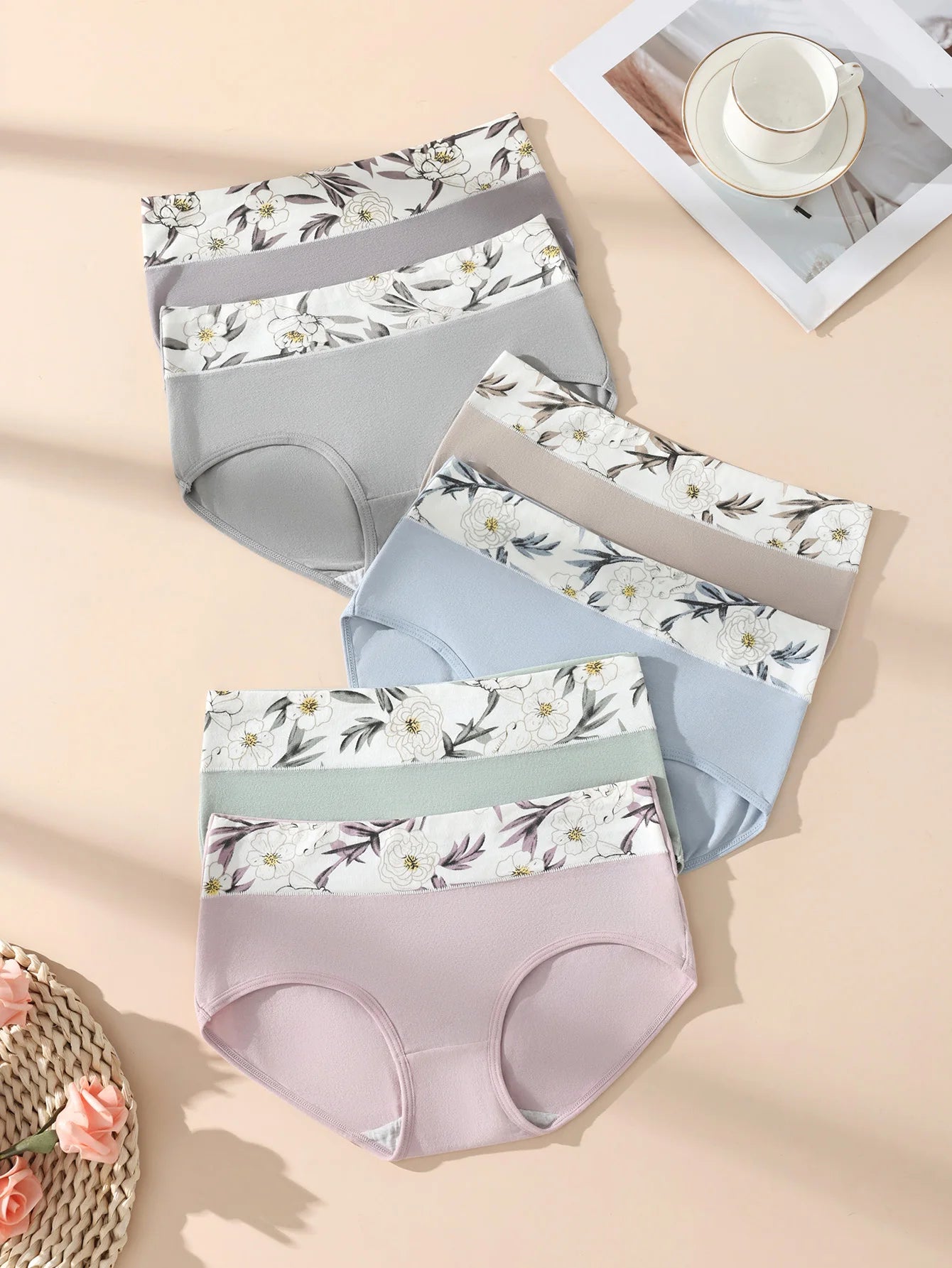 6Pcs Womens High Waist Cotton Briefs Soft Comfortable Breathable Tummy Control Butt Lift Shaping Underwear