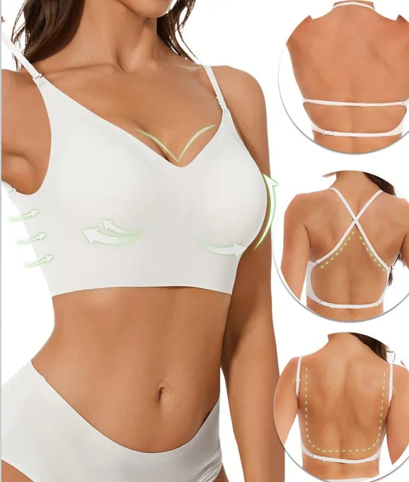Seamless Low Back Bra Support Multiway Wireless Backless Halter Padded Bralette Lifting Straps Convertible Bras