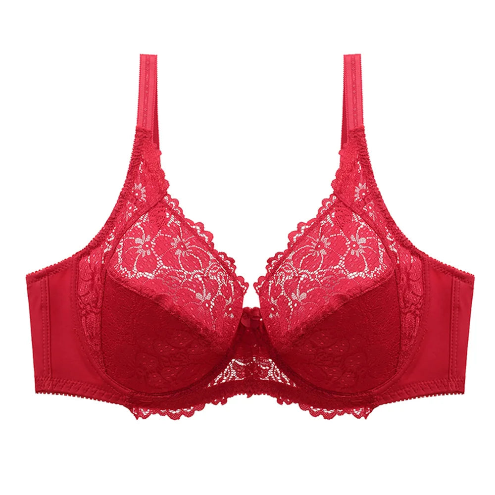 BCHRAYIUP Women's Sexy Lace Underwire Bra Thin Padded Support Plunge Push up Everyday Bra 36 38 40 42 44 46 C D E F