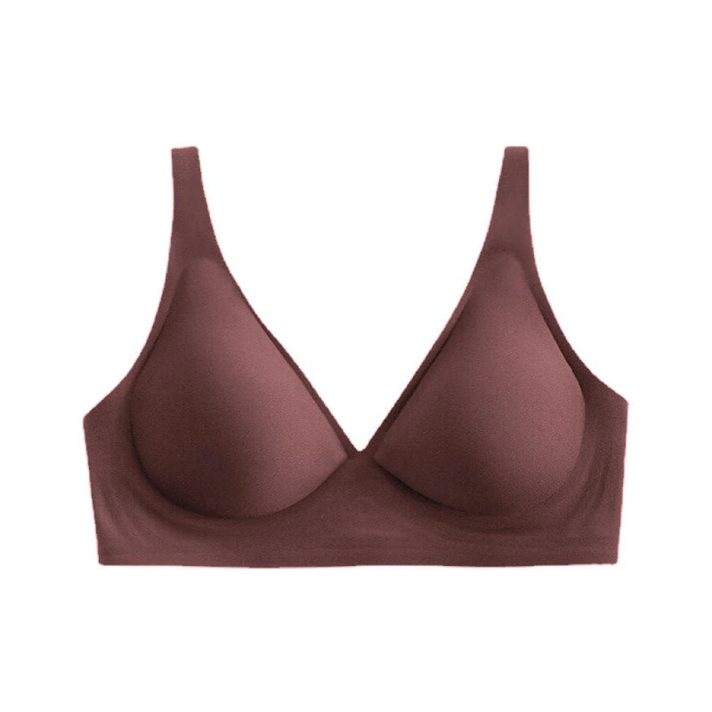 Women's Deep V Bras Wire-free Comfortable Bra Seamless Jelly Shirt T-shirt Gathering Brassiere Low-cut Seamless Underwear