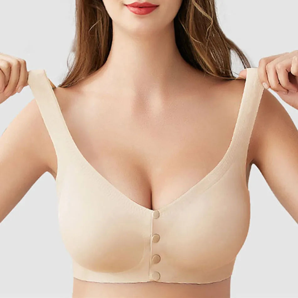 Women Front Open Button Breastfeeding Bra Comfortable Traceless And Anti Sagging Fixed Double Shoulder Strap Bra Women Bra