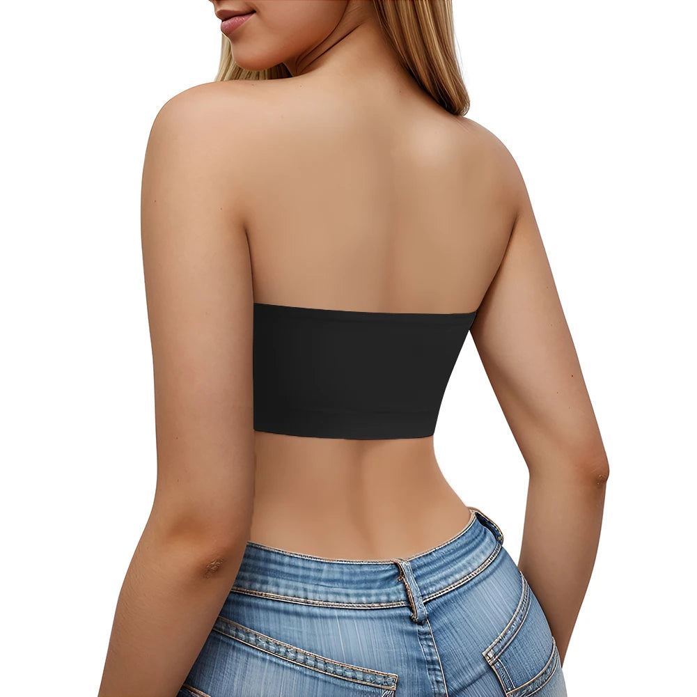 Sexy Seamless Strapless Tube Top Bra Women's Half Cup Ultra Thin Silicone Non-slip Underwear Off-the-shoulder Dress Lingerie