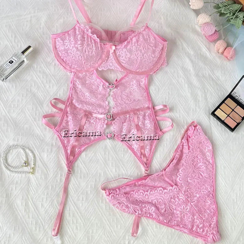 Erotic Sexy Lace Bra And Panty Underwear Set For Woman Transparent Lace Bra Exotic Lingerie Sets Porn Sensual Luxury Lingerie