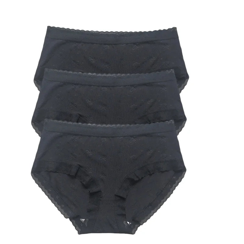 3Pcs/Set Low Rise Briefs Women Ice Silk Panties Breathable Seamless Underwear Solid Color Female Underpants Sexy Lingerie M-XL