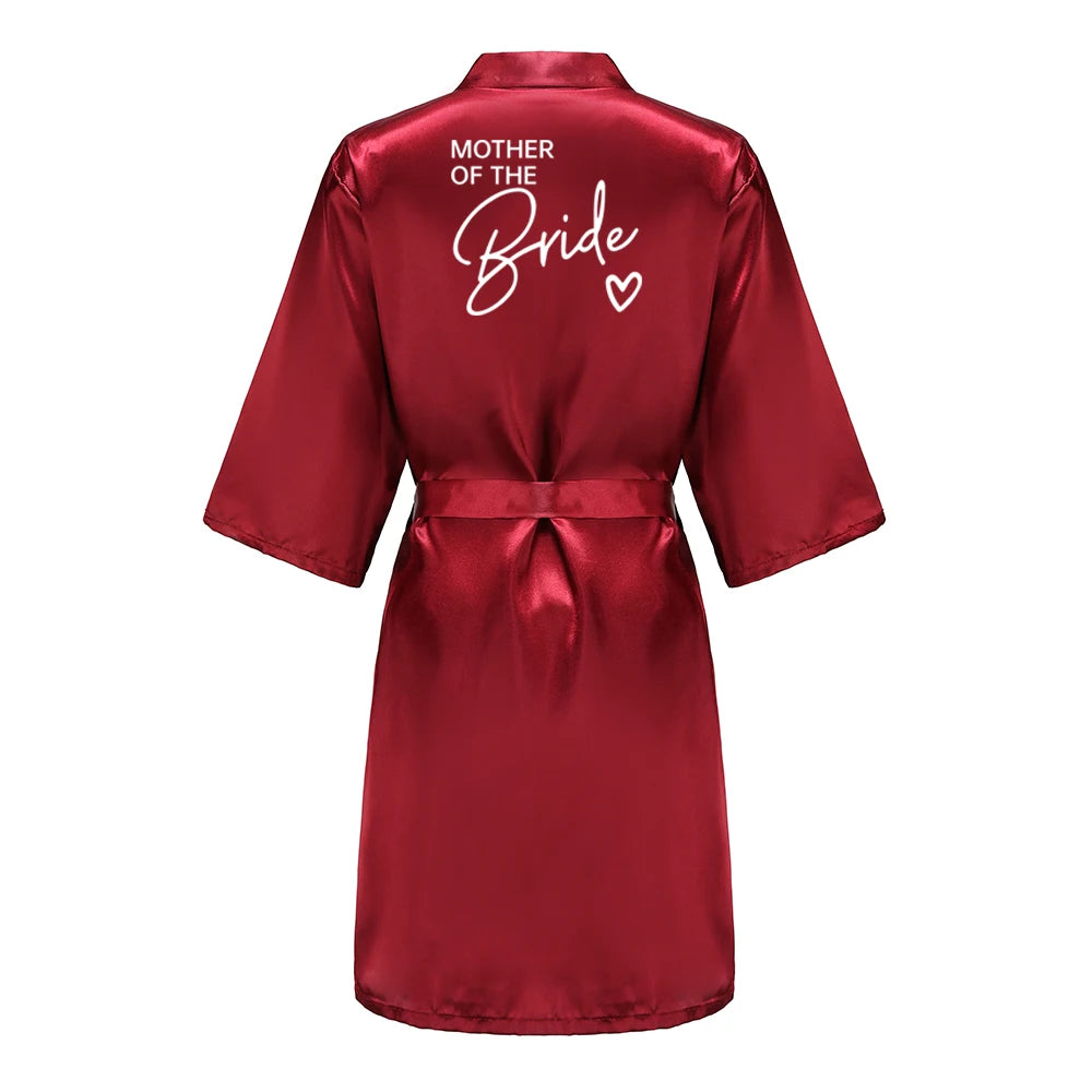 Wedding Party Team Bride Robe Kimono Satin Pajamas Bridesmaid Bathrobe With White Letters YE8171