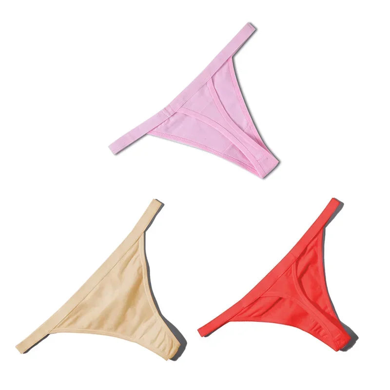 3Pcs Sexy Cotton Thongs Low Waist Seamless Female Comfortable Lingere Underpants Breathable Underwear Women G String