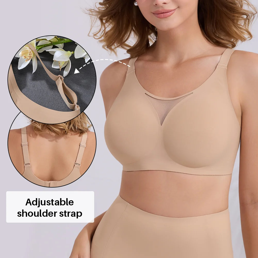 Women's Seamless Bras Ladies Thin Style Soft Removeable Pads Bra Wireless Underwear Comfortable Lingerie 3 Rows Adjustable Strap
