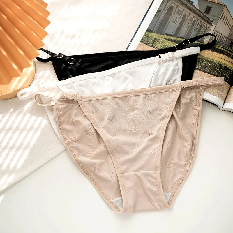 3Pcs/Set Ice Silk Panties Women Low Rise Briefs Brazilian Panties Solid Color Underwear Female Underpants Sexy Lingerie S-XL