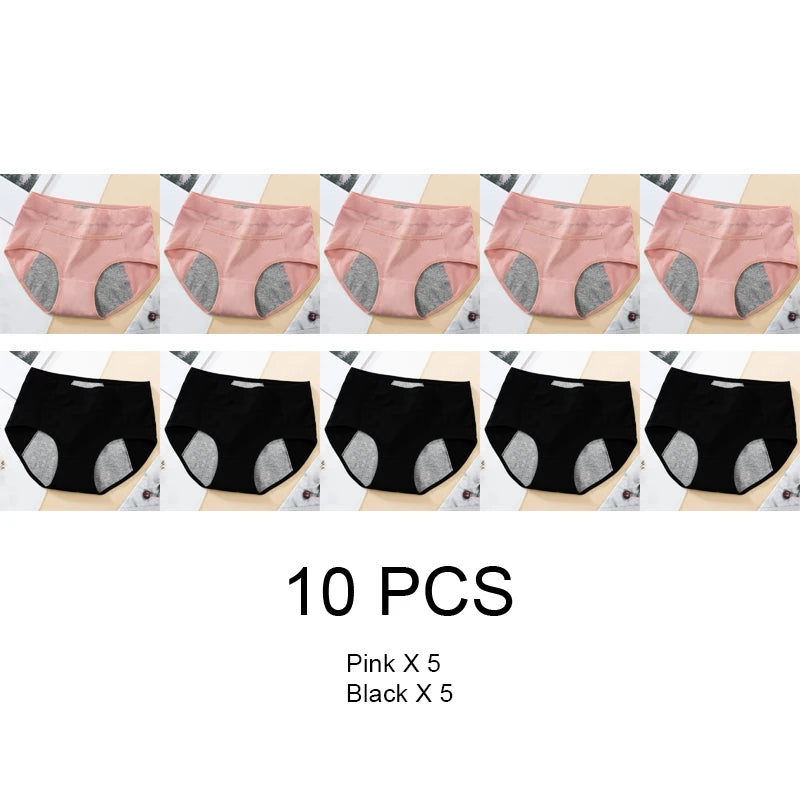 10PCS Cotton Menstrual Panties for Urinary Incontinence Woman Underpants Women Briefs Women's Underwear Leak Proof Period Anti