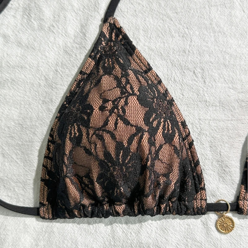 Lace Sexy Bikinis Female Swimsuits Women Three-Piece Swimwear Beach Swimming Wear Bathing Suits Brazilian Bikini Set Pool Bather