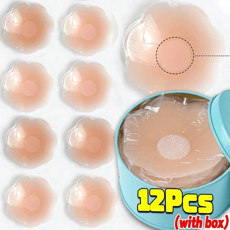 Reusable Women Breast Petals Push Nipple Cover Invisible Petal Adhesive Strapless Backless Stick on Bra Silicone Breast Stickers
