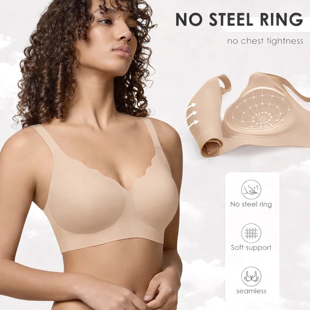Seamless Wireless Supportive Bra Push Up Comfort Soft No Underwire Full Coverage T-Shirt Bra Plus Size Underwear
