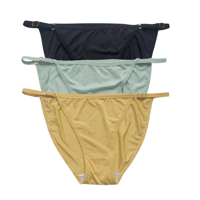 3Pcs/Set Ice Silk Panties Women Low Rise Briefs Brazilian Panties Solid Color Underwear Female Underpants Sexy Lingerie S-XL