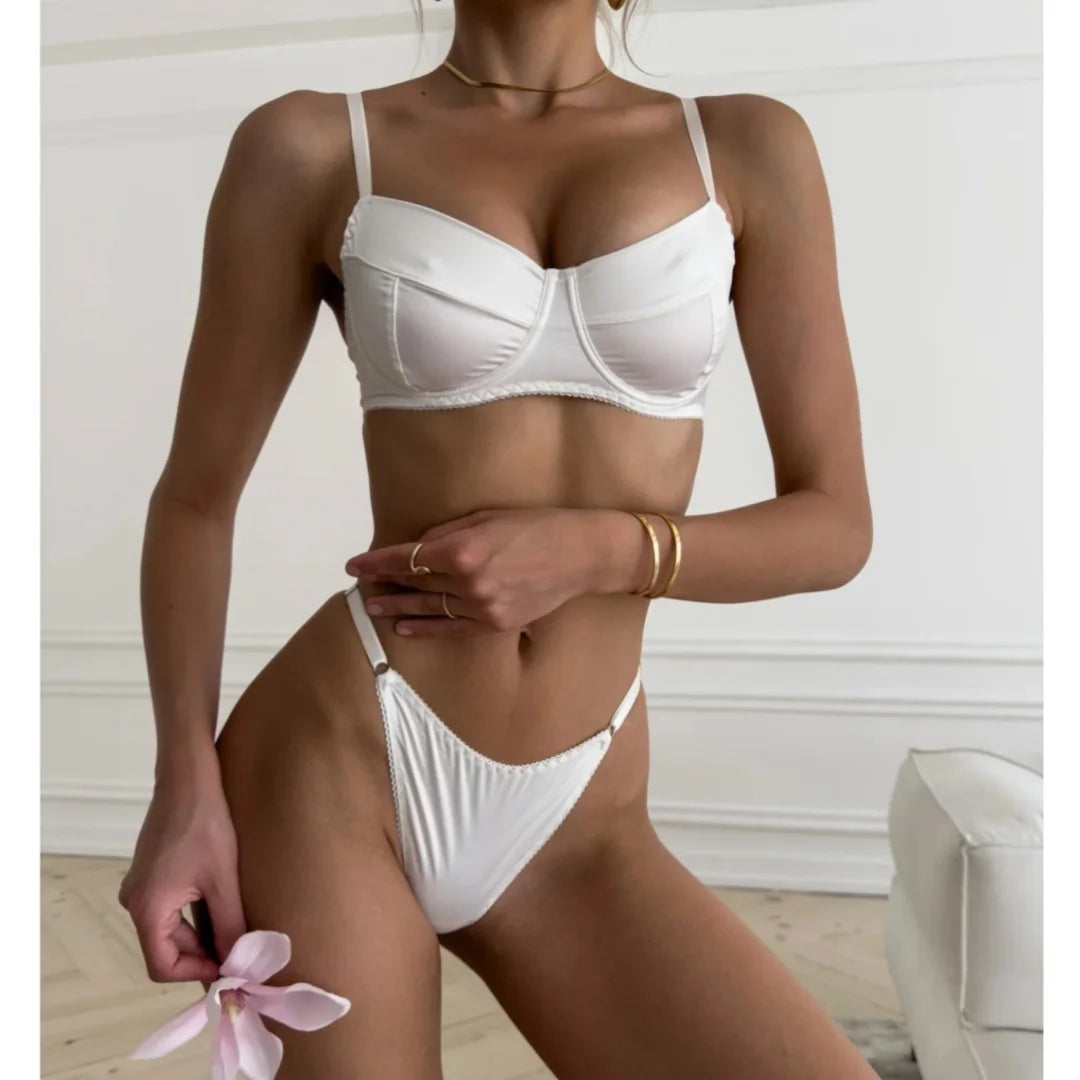 Krasapt Sexy Satin Lingerie 2 Pcs Sets Fancy Patchwork Bras And Thongs Underwear Suits Attractive Bilizna Intimate Erotic Set
